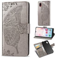 Embossing Mandala Flower Butterfly Leather Wallet Case for Docomo Galaxy A20 (Japanese version, SC-02M, UQ) - Gray