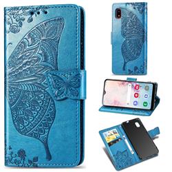 Embossing Mandala Flower Butterfly Leather Wallet Case for Docomo Galaxy A20 (Japanese version, SC-02M, UQ) - Blue