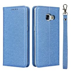 Ultra Slim Magnetic Automatic Suction Silk Lanyard Leather Flip Cover for Docomo Galaxy Feel SC-04J - Sky Blue