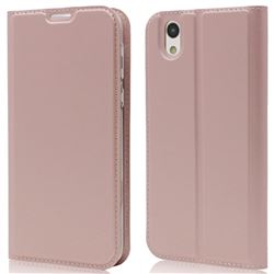 Ultra Slim Card Magnetic Automatic Suction Leather Wallet Case for Sharp AQUOS sense SH-01K / SHV40 - Rose Gold