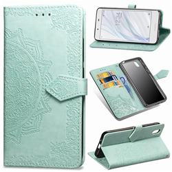 Embossing Imprint Mandala Flower Leather Wallet Case for Sharp AQUOS sense SH-01K / SHV40 - Green