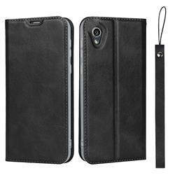 Calf Pattern Magnetic Automatic Suction Leather Wallet Case for Sharp AQUOS sense2 SH-01L SHV43 - Black