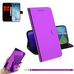 Shining Mirror Like Surface Leather Wallet Case for Sharp AQUOS R2 SH-03K SHV42 - Purple