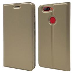 Ultra Slim Card Magnetic Automatic Suction Leather Wallet Case for Elephone P8 Mini - Champagne
