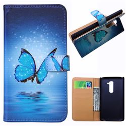 Sea Blue Butterfly Leather Wallet Case for LG G2 Mini D610 D618 LTE D620 D620R