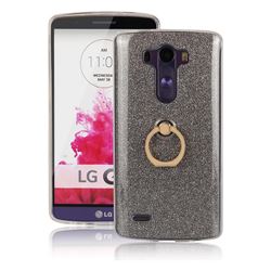Luxury Soft TPU Glitter Back Ring Cover with 360 Rotate Finger Holder Buckle for LG G3 D850 D855 LS990 - Black
