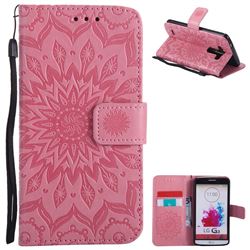 Embossing Sunflower Leather Wallet Case for LG G3 D850 D855 LS990 - Pink