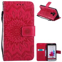 Embossing Sunflower Leather Wallet Case for LG G3 D850 D855 LS990 - Red