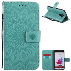 Embossing Sunflower Leather Wallet Case for LG G3 D850 D855 LS990 - Green