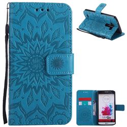 Embossing Sunflower Leather Wallet Case for LG G3 D850 D855 LS990 - Blue