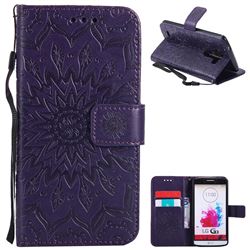 Embossing Sunflower Leather Wallet Case for LG G3 D850 D855 LS990 - Purple