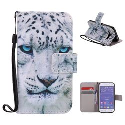 White Leopard PU Leather Wallet Case for Samsung Galaxy Core Prime G360