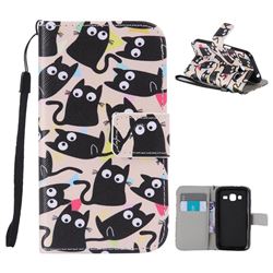 Cute Kitten Cat PU Leather Wallet Case for Samsung Galaxy Core Prime G360