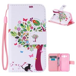 Cat and Tree PU Leather Wallet Case for Samsung Galaxy Core Prime G360