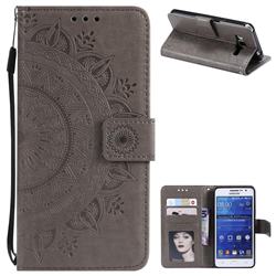 Intricate Embossing Datura Leather Wallet Case for Samsung Galaxy Core Prime G360 - Gray
