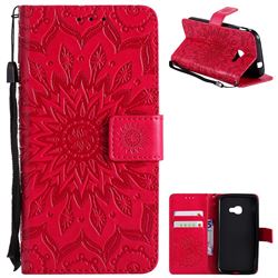 Embossing Sunflower Leather Wallet Case for Samsung Galaxy Xcover 4 G390F - Red
