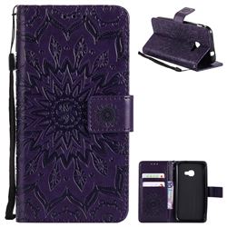 Embossing Sunflower Leather Wallet Case for Samsung Galaxy Xcover 4 G390F - Purple