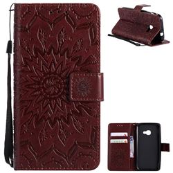 Embossing Sunflower Leather Wallet Case for Samsung Galaxy Xcover 4 G390F - Brown