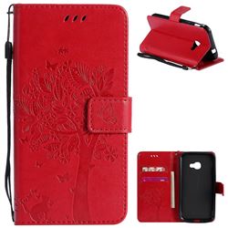 Embossing Butterfly Tree Leather Wallet Case for Samsung Galaxy Xcover 4 G390F - Red