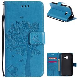 Embossing Butterfly Tree Leather Wallet Case for Samsung Galaxy Xcover 4 G390F - Blue