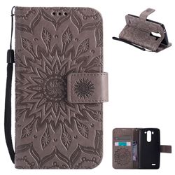 Embossing Sunflower Leather Wallet Case for LG G3 Beat Mini G3S D725 D722 D729 B2mini - Gray