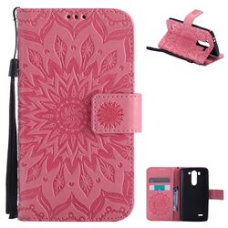 Embossing Sunflower Leather Wallet Case for LG G3 Beat Mini G3S D725 D722 D729 B2mini - Pink