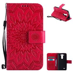 Embossing Sunflower Leather Wallet Case for LG G3 Beat Mini G3S D725 D722 D729 B2mini - Red