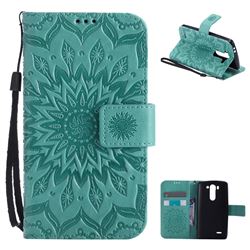 Embossing Sunflower Leather Wallet Case for LG G3 Beat Mini G3S D725 D722 D729 B2mini - Green