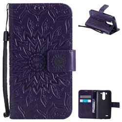 Embossing Sunflower Leather Wallet Case for LG G3 Beat Mini G3S D725 D722 D729 B2mini - Purple