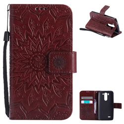 Embossing Sunflower Leather Wallet Case for LG G3 Beat Mini G3S D725 D722 D729 B2mini - Brown