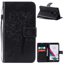 Embossing Butterfly Tree Leather Wallet Case for LG G4 - Black