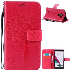 Embossing Butterfly Tree Leather Wallet Case for LG G4 - Rose