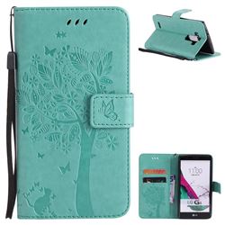 Embossing Butterfly Tree Leather Wallet Case for LG G4 H810 VS999 F500 - Cyan