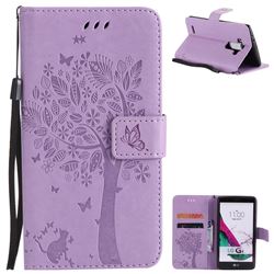 Embossing Butterfly Tree Leather Wallet Case for LG G4 H810 VS999 F500 - Violet