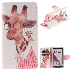 Pink Giraffe PU Leather Wallet Case for LG G4 H810 VS999 F500