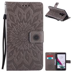 Embossing Sunflower Leather Wallet Case for LG G4 H810 VS999 F500 - Gray