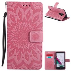 Embossing Sunflower Leather Wallet Case for LG G4 H810 VS999 F500 - Pink