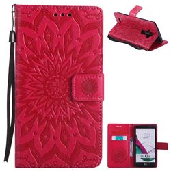 Embossing Sunflower Leather Wallet Case for LG G4 H810 VS999 F500 - Red