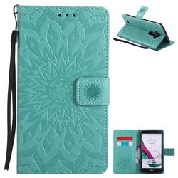 Embossing Sunflower Leather Wallet Case for LG G4 H810 VS999 F500 - Green