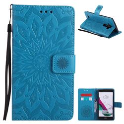 Embossing Sunflower Leather Wallet Case for LG G4 H810 VS999 F500 - Blue