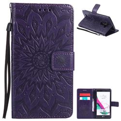 Embossing Sunflower Leather Wallet Case for LG G4 H810 VS999 F500 - Purple