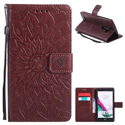 Embossing Sunflower Leather Wallet Case for LG G4 H810 VS999 F500 - Brown