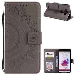 Intricate Embossing Datura Leather Wallet Case for LG G4 H810 VS999 F500 - Gray