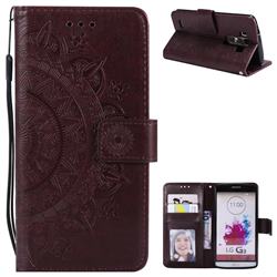 Intricate Embossing Datura Leather Wallet Case for LG G4 H810 VS999 F500 - Brown
