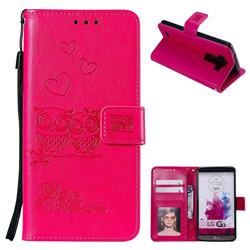 Embossing Owl Couple Flower Leather Wallet Case for LG G4 H810 VS999 F500 - Red