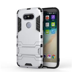 Armor Premium Tactical Grip Kickstand Shockproof Dual Layer Rugged Hard Cover for LG G5 - Silver