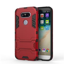 Armor Premium Tactical Grip Kickstand Shockproof Dual Layer Rugged Hard Cover for LG G5 - Wine Red