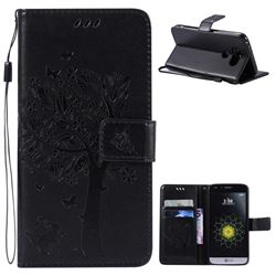 Embossing Butterfly Tree Leather Wallet Case for LG G5 - Black