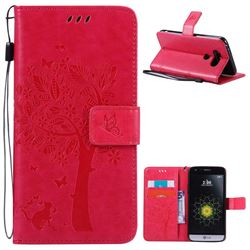 Embossing Butterfly Tree Leather Wallet Case for LG G5 - Rose