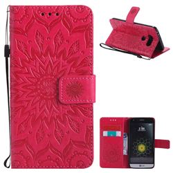 Embossing Sunflower Leather Wallet Case for LG G5 - Red